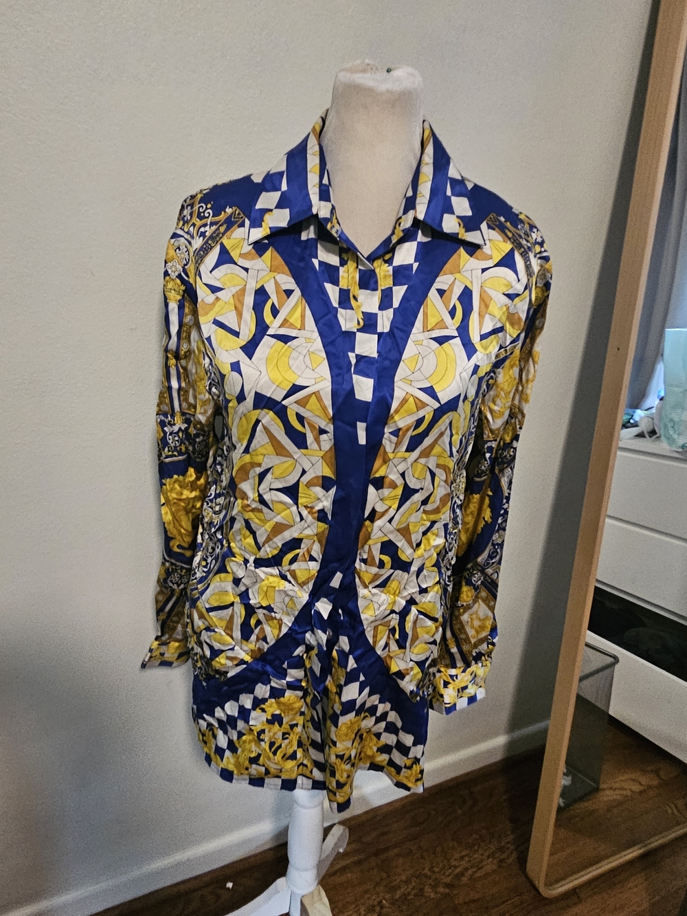 Paolo Santini Vintage Silk Italain Motif Shirt Ladies 4 Luxury